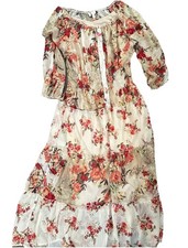 Anthropologie fig & flower floral dress womens XL tiered romantic fairy smocked