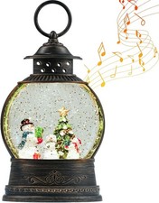 Christmas Snow Globe Lantern, Musical Lighted Snowman and Tree Snow Globes with