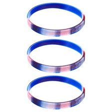3pcs Plain Silicone Wristband 7 Inch 1/4 Inch Width,Red,White,Blue,Black