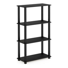 Furinno TURN-S-TUBE Wood 4-Tier Shelf Display Rack in Americano Black