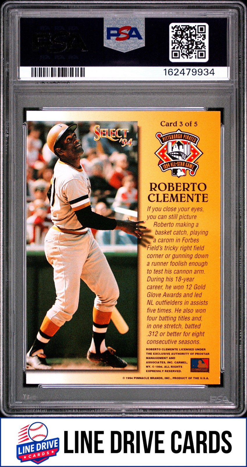 1994 Score All-Star Fanfest Redemption #3 Roberto Clemente PSA 8 view 2