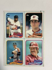 Topps 1989 Uncut Wax Box Bottom Panel #I-L Rice Ripken Ryan Schmidt