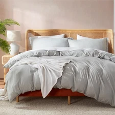 Nestl Twin Duvet Cover Set - Double Brushed Light Grey Duvet Cover Twin, Soft