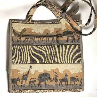 JADE Safari Animal Themed Bag W/Pockets & Handle Handbag Tote
