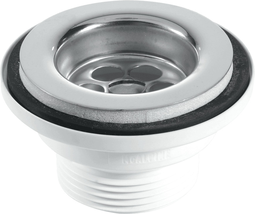 McAlpine BSW2PC 60mm Stainless Steel Centre Pin Basin Waste with Black PVC Plug