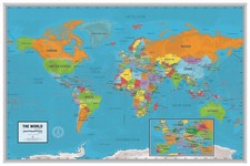 Laminated World Scholar Map Poster  Educational Elementary School Version  ...