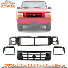 Front Header Panel Grille Assembly Headlight Bezels For 1992-1997 Ford F-150 250 Front Header Panel Grille Assembly Headlight Bezels For 1992-1997 Ford F-150 250