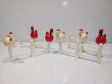 Vtg 1968 FisherPrice Little People Farm Chickens & Roosters with Fence Hong Kong
