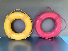 Lot of 2 Vintage Boat Life Preservers Rope Ring Pool Beach Decor 20"   2119