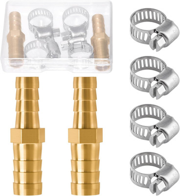 2 Pack Hose Barb Fittings Reducer, 5/16'' to 3/8'' Brass Hose Barb Reducer with 4