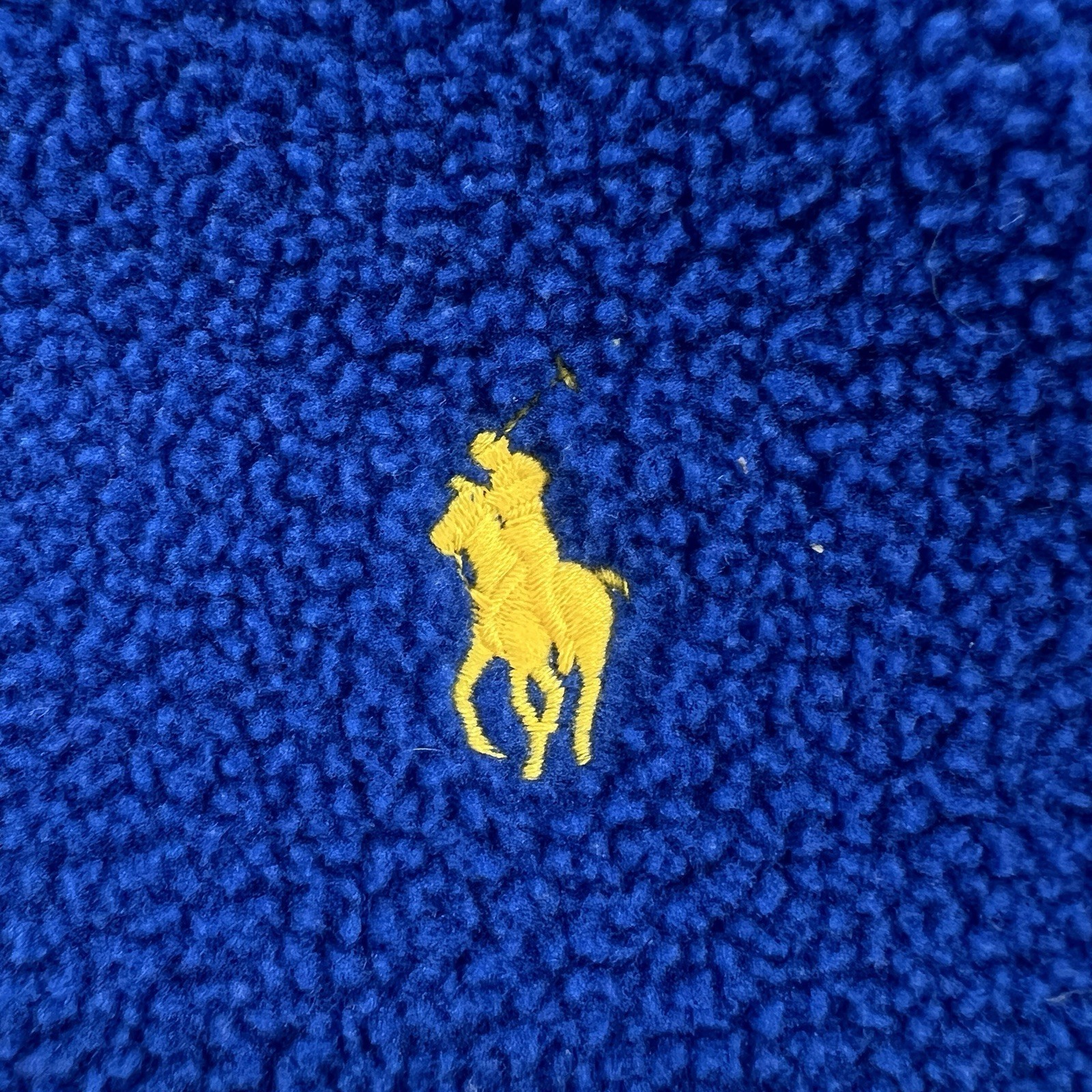 Polo Ralph Lauren uomo XL pile 1 4 zip blu giallo pony felpa tasche