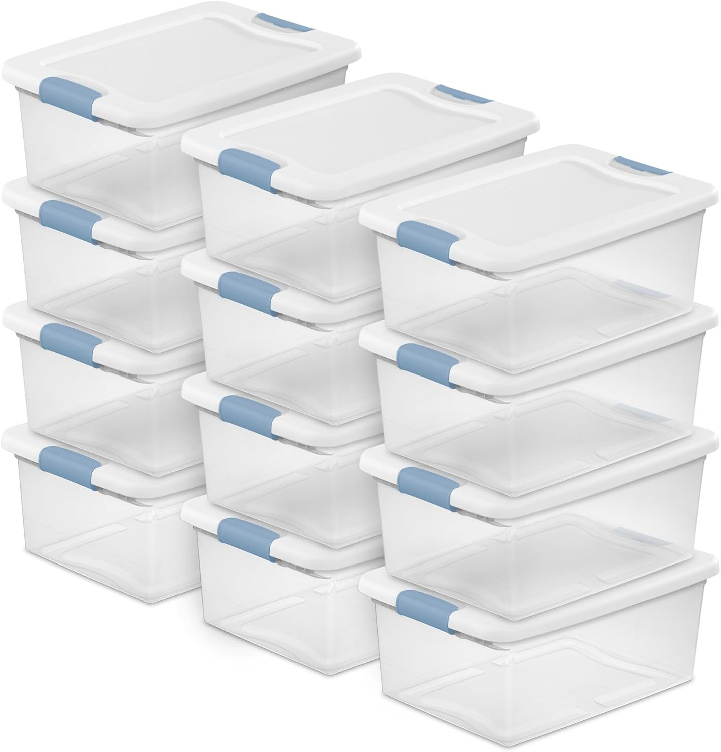 Sterilite 15 Quart Latching Storage Box, Stackable Bin with Latch Lid, 12 Pack