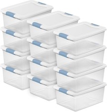 Sterilite 15 Quart Latching Storage Box, Stackable Bin with Latch Lid, 12 Pack