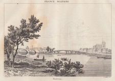 Monteraeu Seine Original Steel Engraving France Military 1838