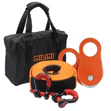Offroad Recovery Strap Kit, 3" x 30ft Tow Strap+10 Ton Snatch Block Pulley+D 