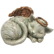 Pacific Trading, Pet Memorial Angel Cat Sleeping Cremation Urn, Gray