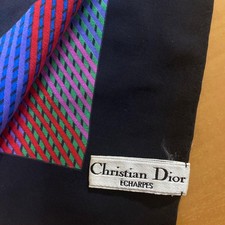 Christian Dior Large Silk Scarf Logo Print Vintage Authentic Designer Rare