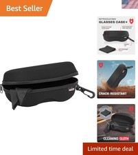 Glasses Case Hard Shell with Velvet Lining, Reinforced Zipper  Belt Clip   P...