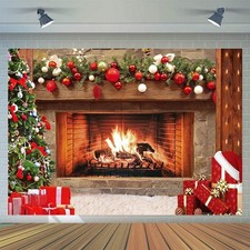 CYLYH 7x5ft Christmas Photography Backdrop Christmas Fireplace Theme Backdrop...