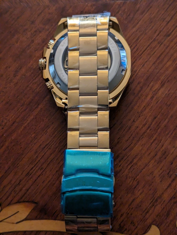 Reloj Automático Hombre GANADOR Tono Dorado Cuerda Automática 41mm Esqueleto Oro Pulsera Foto 4 de 4