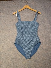 Vineyard Vines Square Neck One-Piece Swimsuit Blue White Floral Print Size M