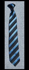 Boy's George Black Clip On Tie w/ Blue and White Stripe Pattern