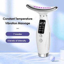7 Color LED Face Neck Massager Portable Vibration Beauty Device 3 Speed Adjustab