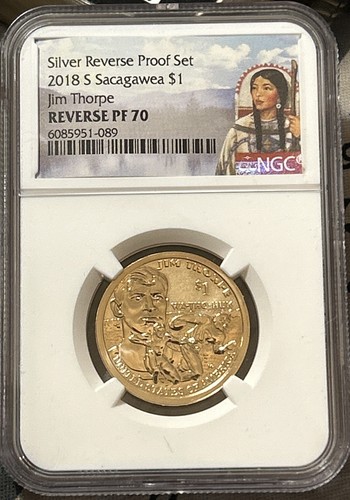 2018-S $1 Sacagawea Jim Thorpe - Silver Reverse Proof Set ~ NGC Reverse PF 70