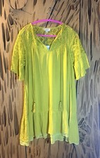 Umgee Yellow Size Large Tunic Dress NWT 3/4 Sleeve V Neck Boho Peasant