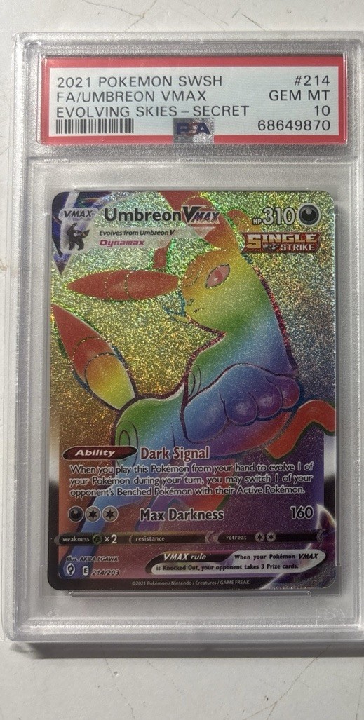 2021 Pokemon SWSH FA/UMBREON VMAX Evolving Skies PSA Grade 10 #214