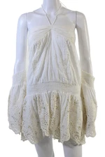Antica Sartoria Womens Eyelet Long Sleeves Mini Dress White Size One Size