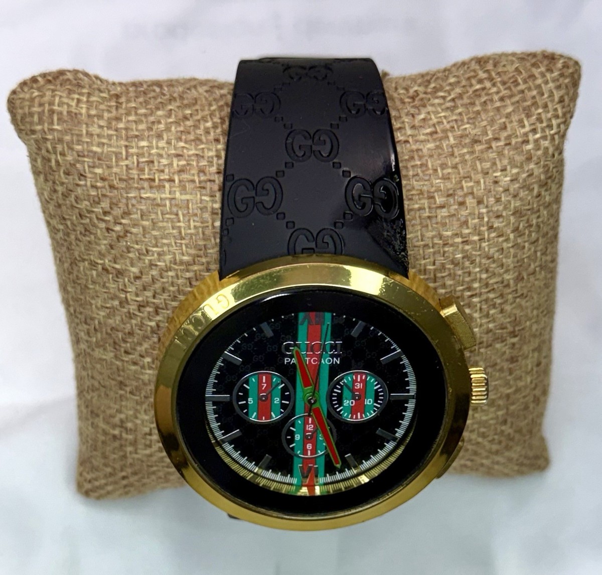 Gucci Pantcaon 1142 Chronograph Watch - Gold Tone Bezel - Swiss