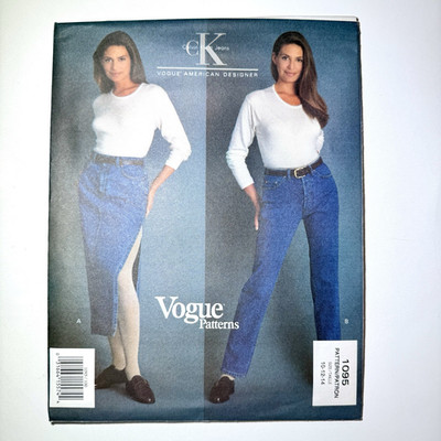 Vtg NEW Vogue 1095 Pattern Sz 10 12 14 CK Calvin Klein Jeans Skirt Preppy UNCUT