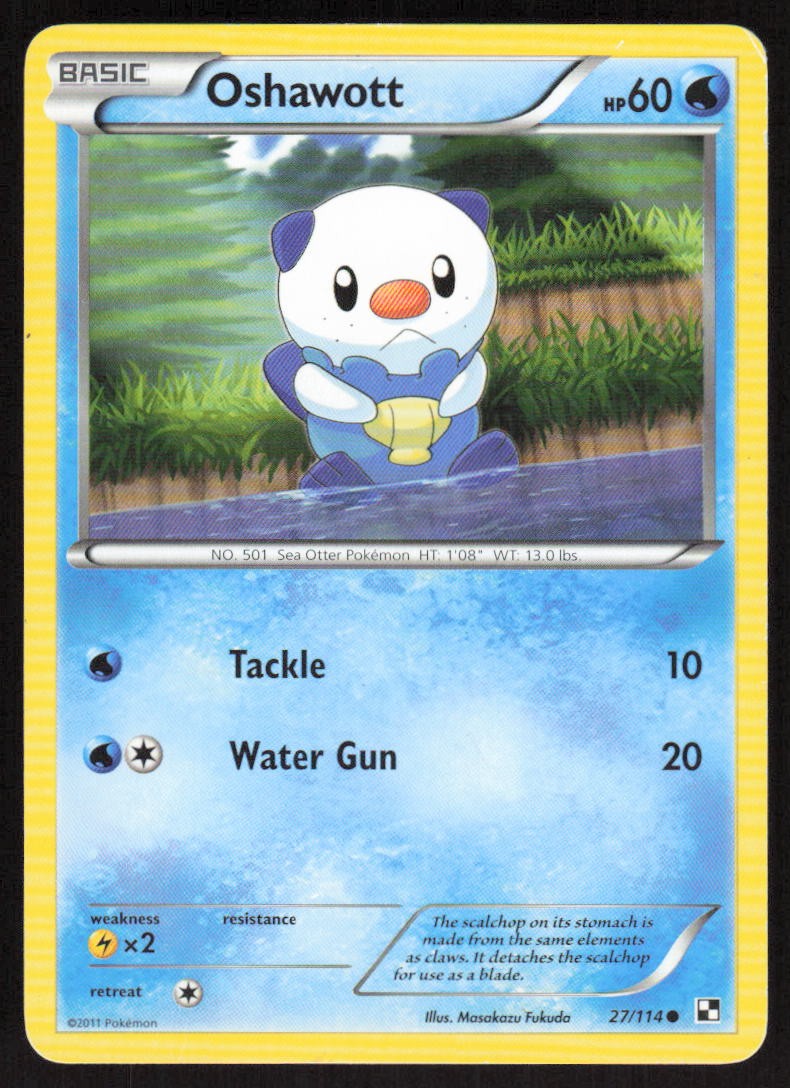 Oshawott 27/114 Common Black & White Pokemon Lightly Played