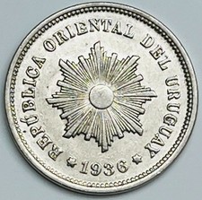 1936 Uruguay 5 Centesimos KM# 21 Circulated Condition