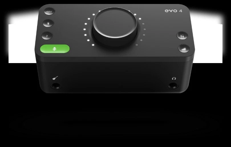 Audient EVO 4 2-in/2-out 24-bit/96kHz USB 2.0 Podcasting Recording Interface - Image 2 of 4