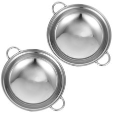 2pcs Handle Stainless Steel Anti-spill Hot Pot Cooking Pot Kitchen metal fry pot