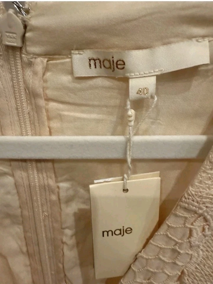 Maje Spitze Overall FR40-M-D38 Creme Spitze Neu Jumpsuit Anzug Einteiler Designe - Bild 3 von 4