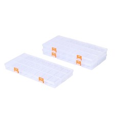 3 Pack 24 Grids Clear Plastic Storage Box with Dividers, Transparent Organize...