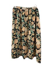 Vintage Notations Woman Floral Maxi Skirt Plus Size 16 / 32W Made in USA Boho