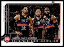 Pistons Rain 3 Pointers: Pistons Shoot Lights Out 2025-26 Topps #279 Card