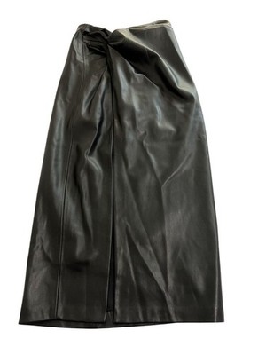 L'Agence Lilou Vegan Leather Twist Skirt in Black