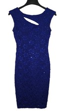 Roz & Ali Dark Blue Cutout Sequin Lace Midi Length Sheath Dress Ladies Size 2