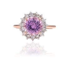 Rare Purple Amethyst Round Cut Ring 18K Rose Gold Plated Ring Gift For Womens