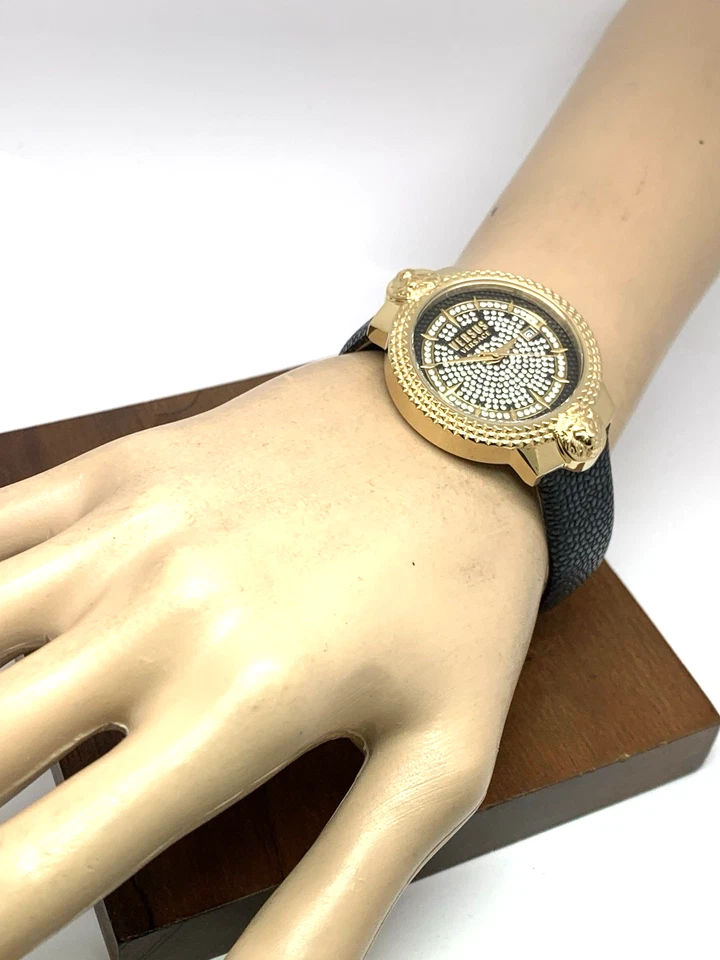 Versus by Versace Women's Watch VSPLK2221 Quartz Black Gold Leather Band 38mm - Image 3 of 4