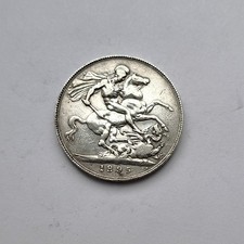 1895 Victoria Crown Silver Coin - British 0.925 Sterling Silver LVIII