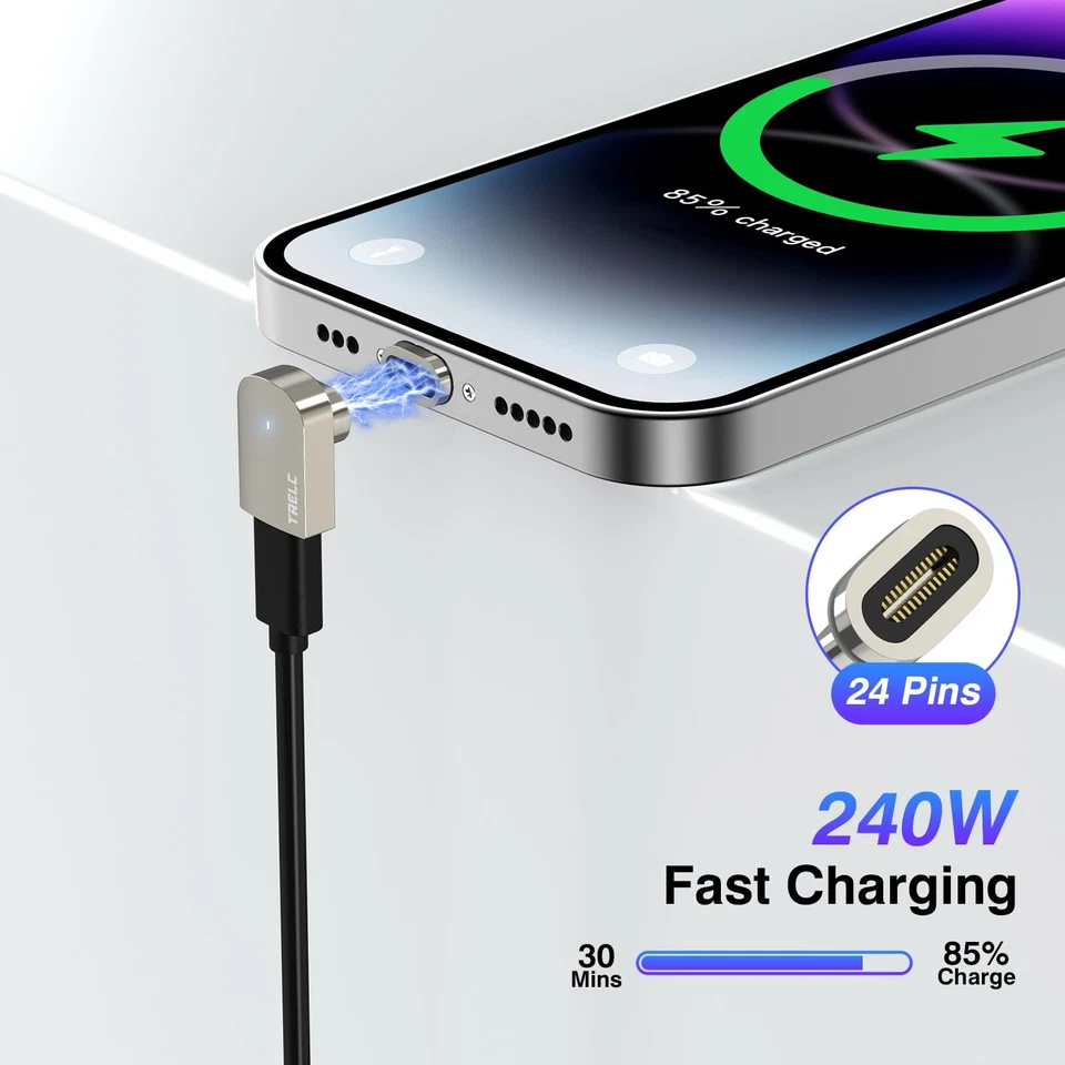 240W USB C Magnetic Adapter 2 Pack, with 4 Connectors, Right Angle USB-C Male... - Image 2 of 4