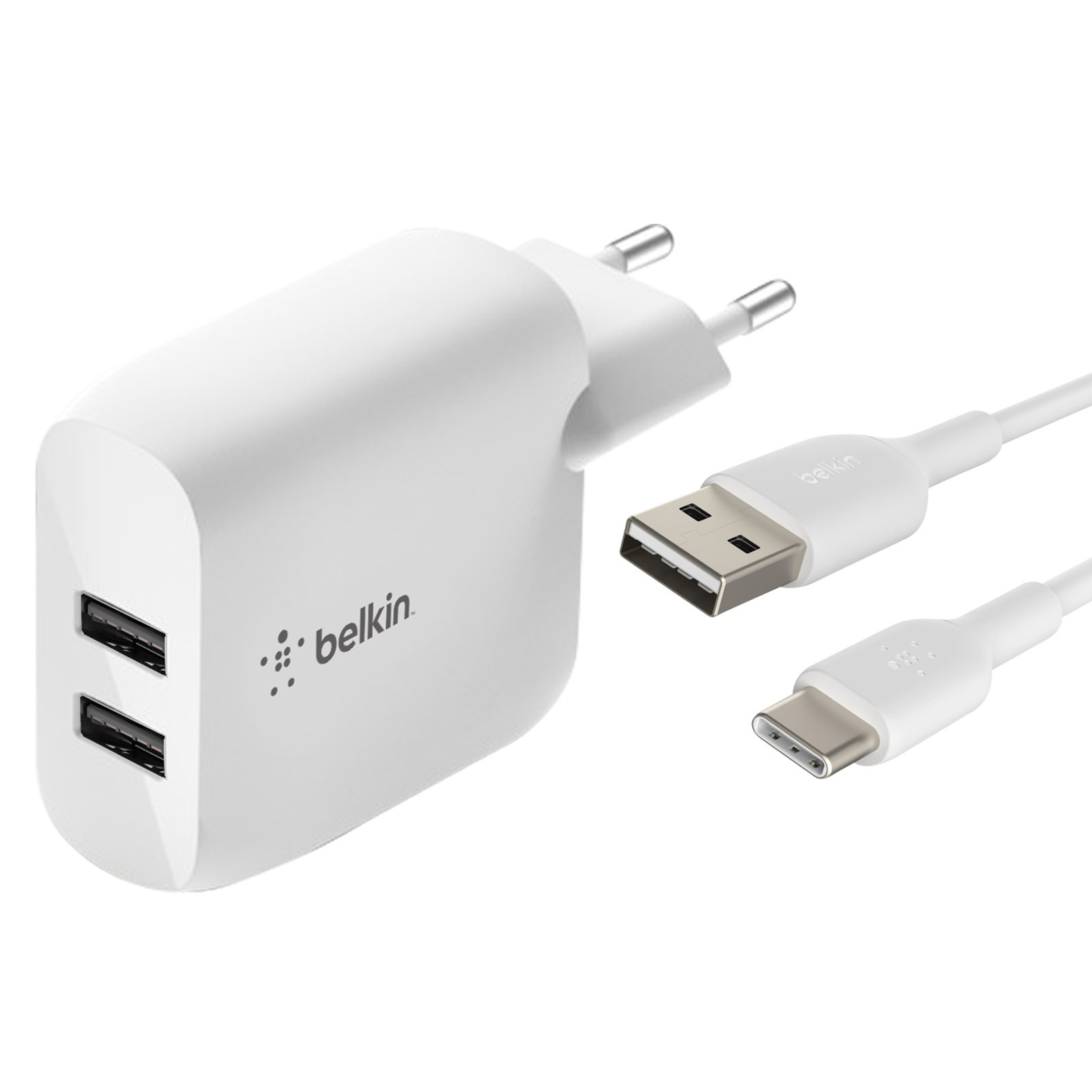 Cargador doble USB Belkin Boost Charge 24W bloc secteur avec câble USB-C