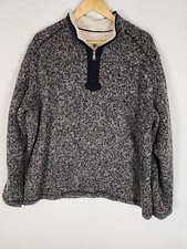 Orvis Pullover Mens Large Black Heather Sherpa Lined 1/4 Zip Sweater Sz XXL 2XL