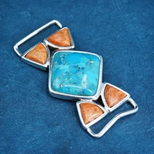 vtg Barse Sterling silver handmade pendant, 925 pendant with turquoise coral